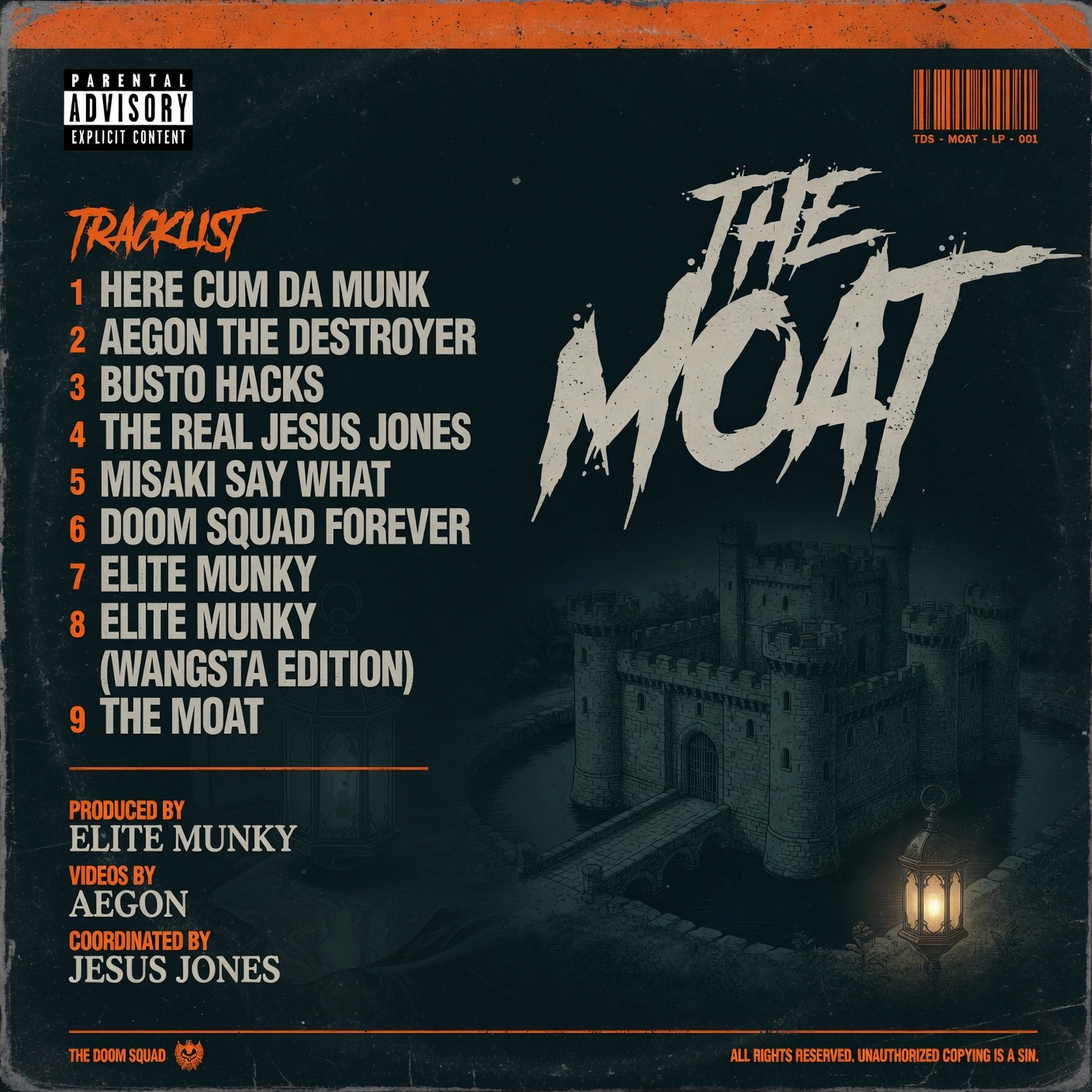 The Moat — back cover with tracklist